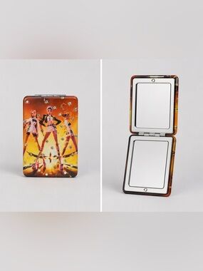 K-Pop Compact Folding Mirror Rhinestone Design Double Sided Standing Mirror